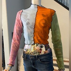 Colorful Patchwork Long Sleeve Top